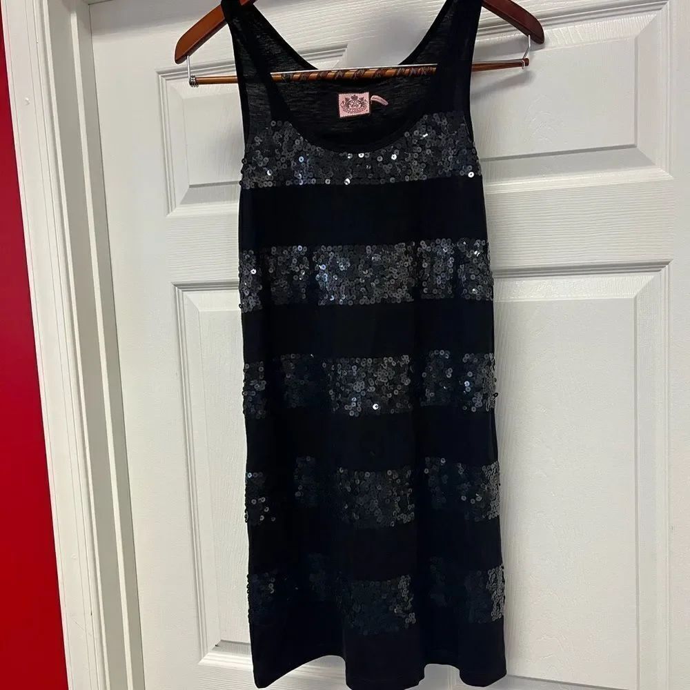 JuicyΒ Couture BlackβSequin Stripe Tank Dress sz SβEUC